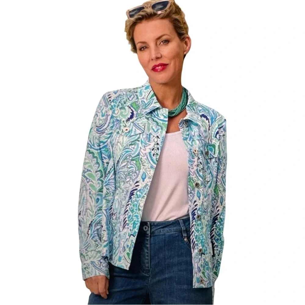 Robell Happy Paisley Denim Effect Jacket